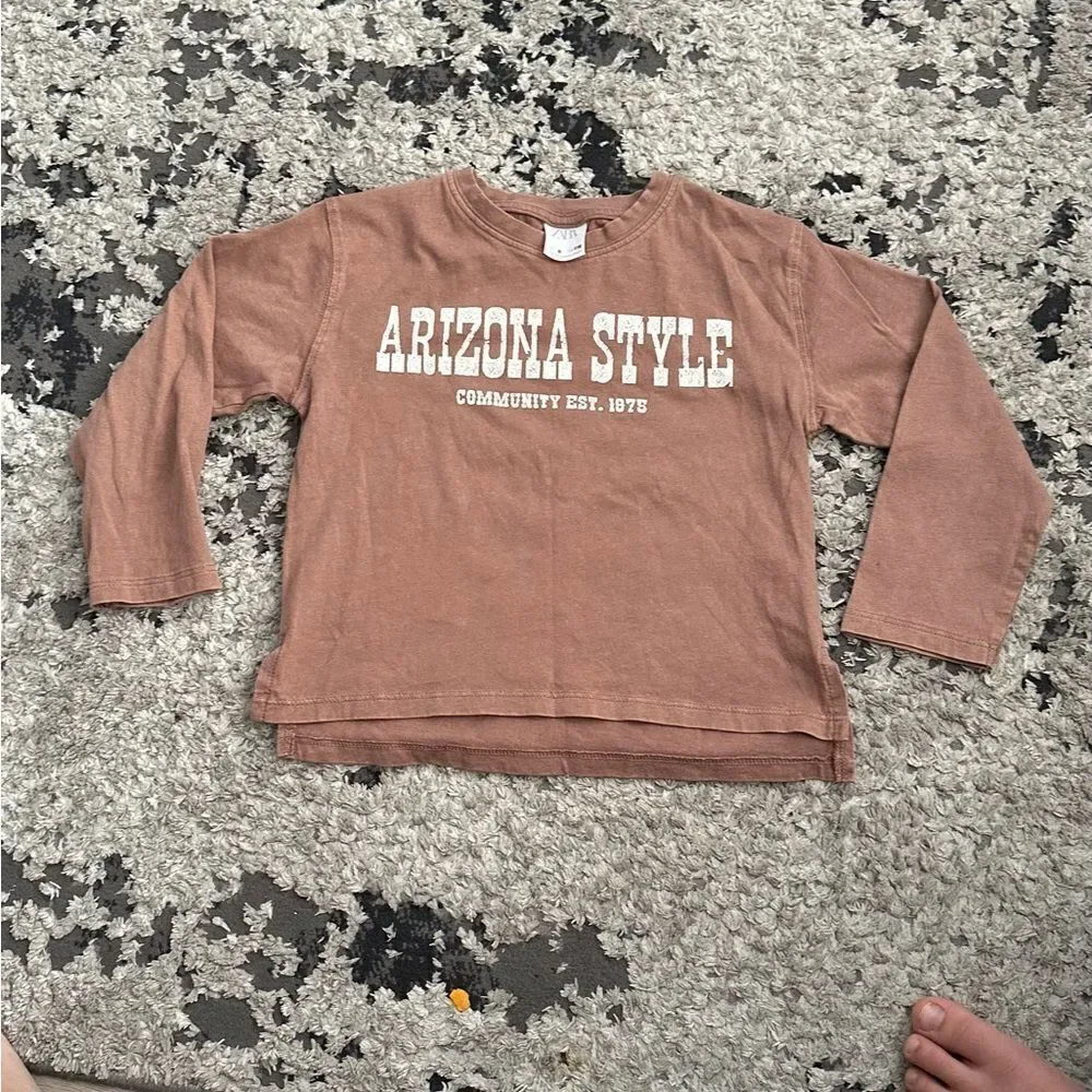 ZARA Kids | Brown | WASHED TEXT T-SHIRT
